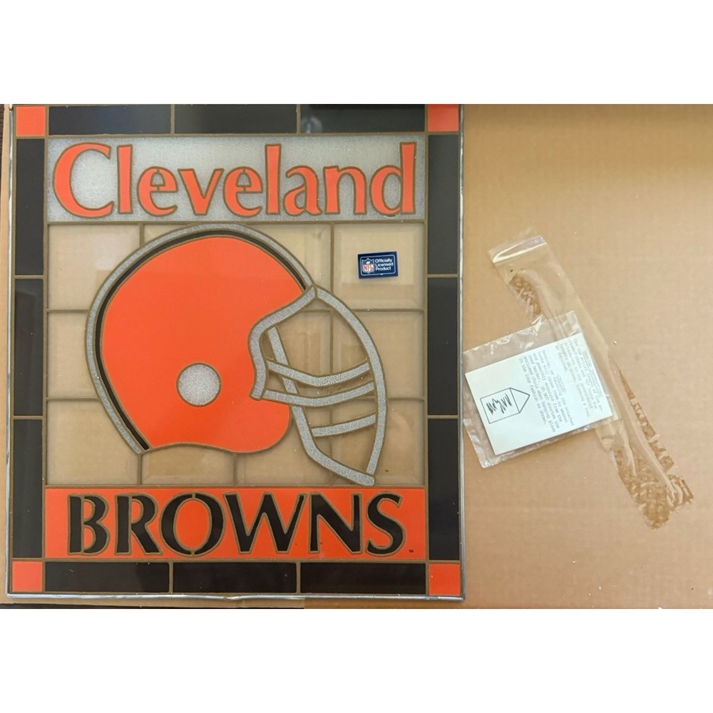 Cleveland Browns NFL Stained Glass Wall Hanging New in Box
